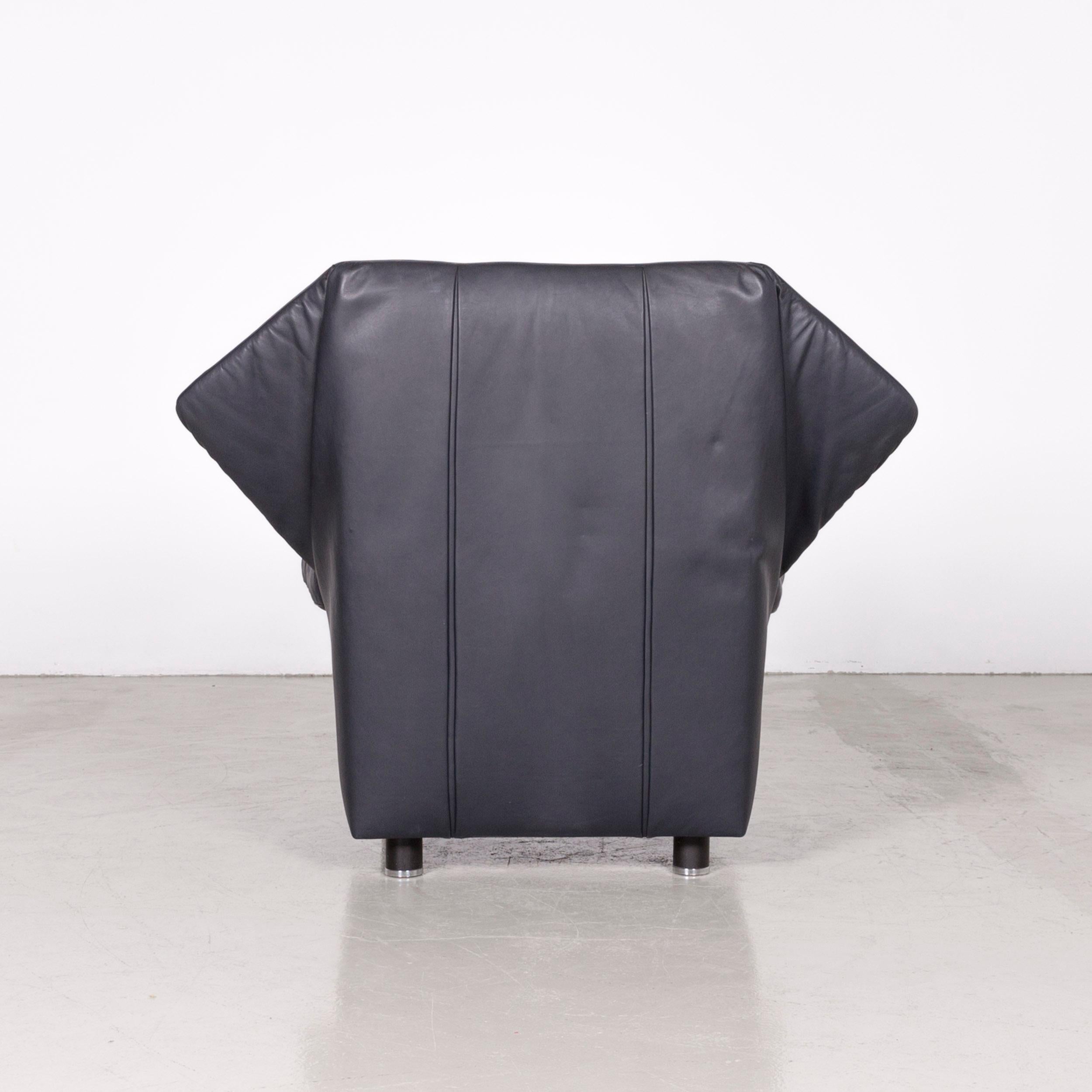Contemporary De Sede DS 24 Designer Leather Armchair Blue Genuine Leather Chair For Sale