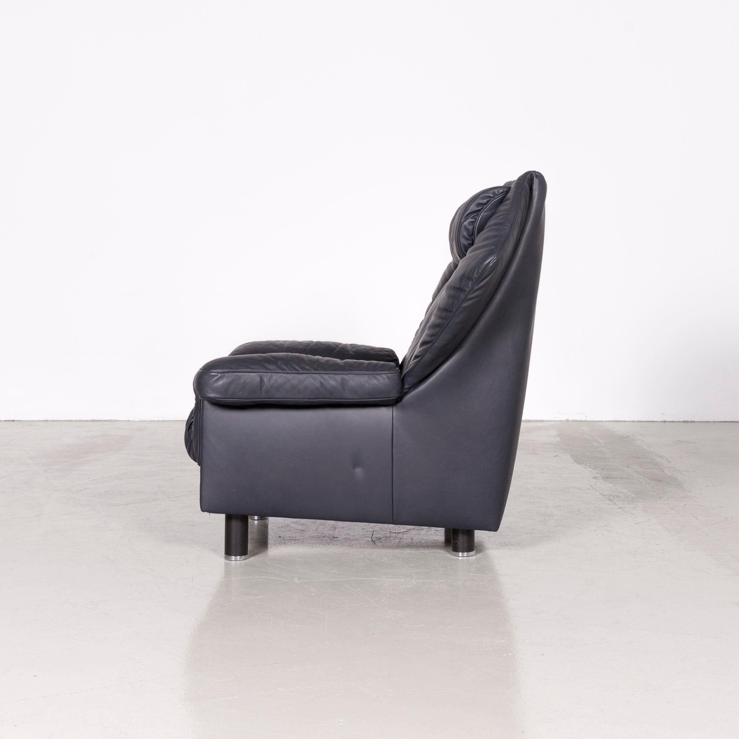 De Sede DS 24 Designer Leather Armchair Blue Genuine Leather Chair For Sale 1