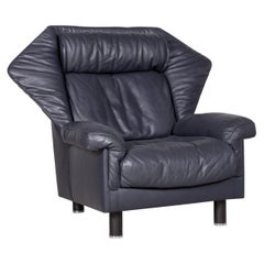 De Sede DS 24 Designer Leather Armchair Blue Genuine Leather Chair