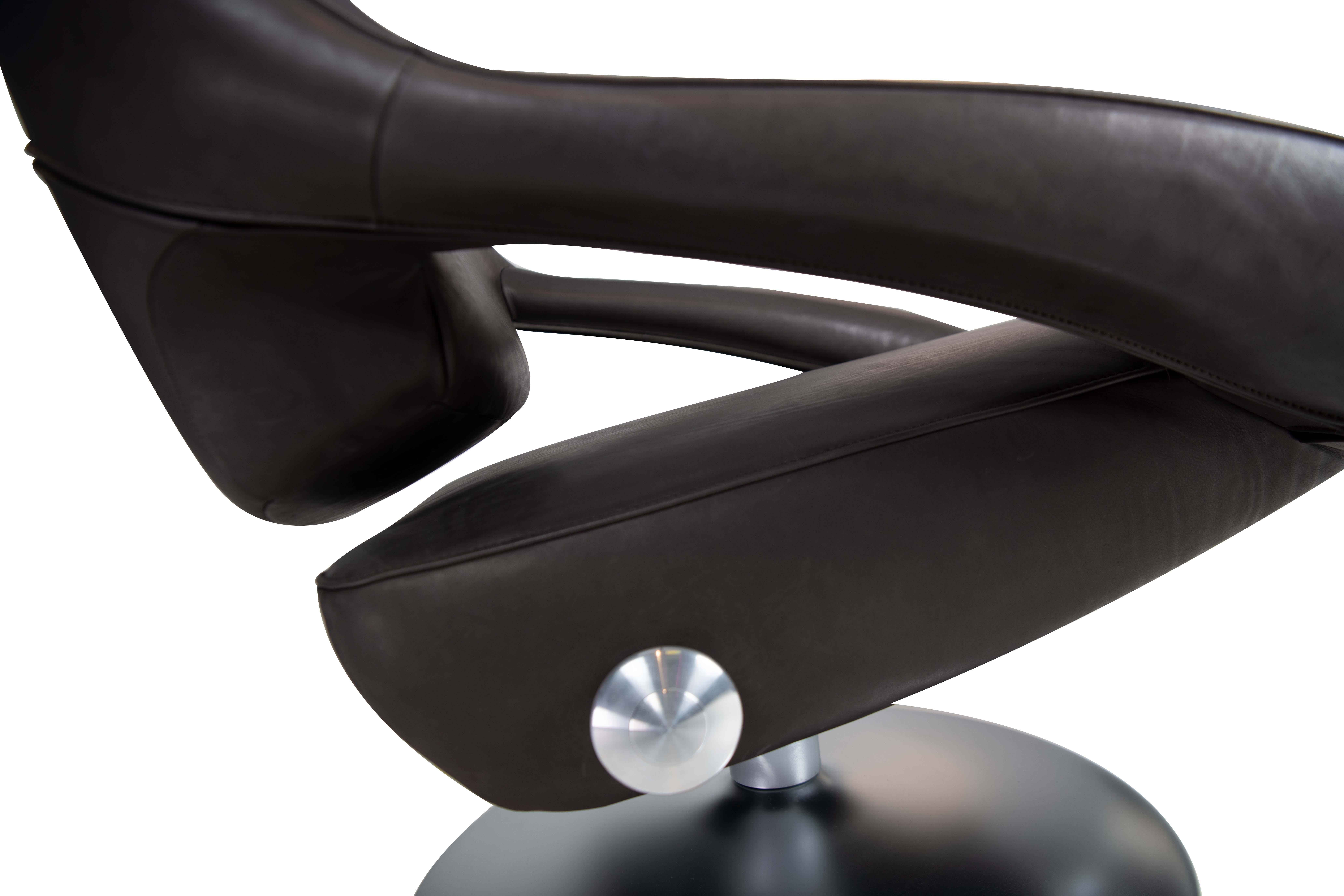 Swiss De Sede DS-255 Armchair with Headrest in Black Upholstery by De Sede Design Team For Sale