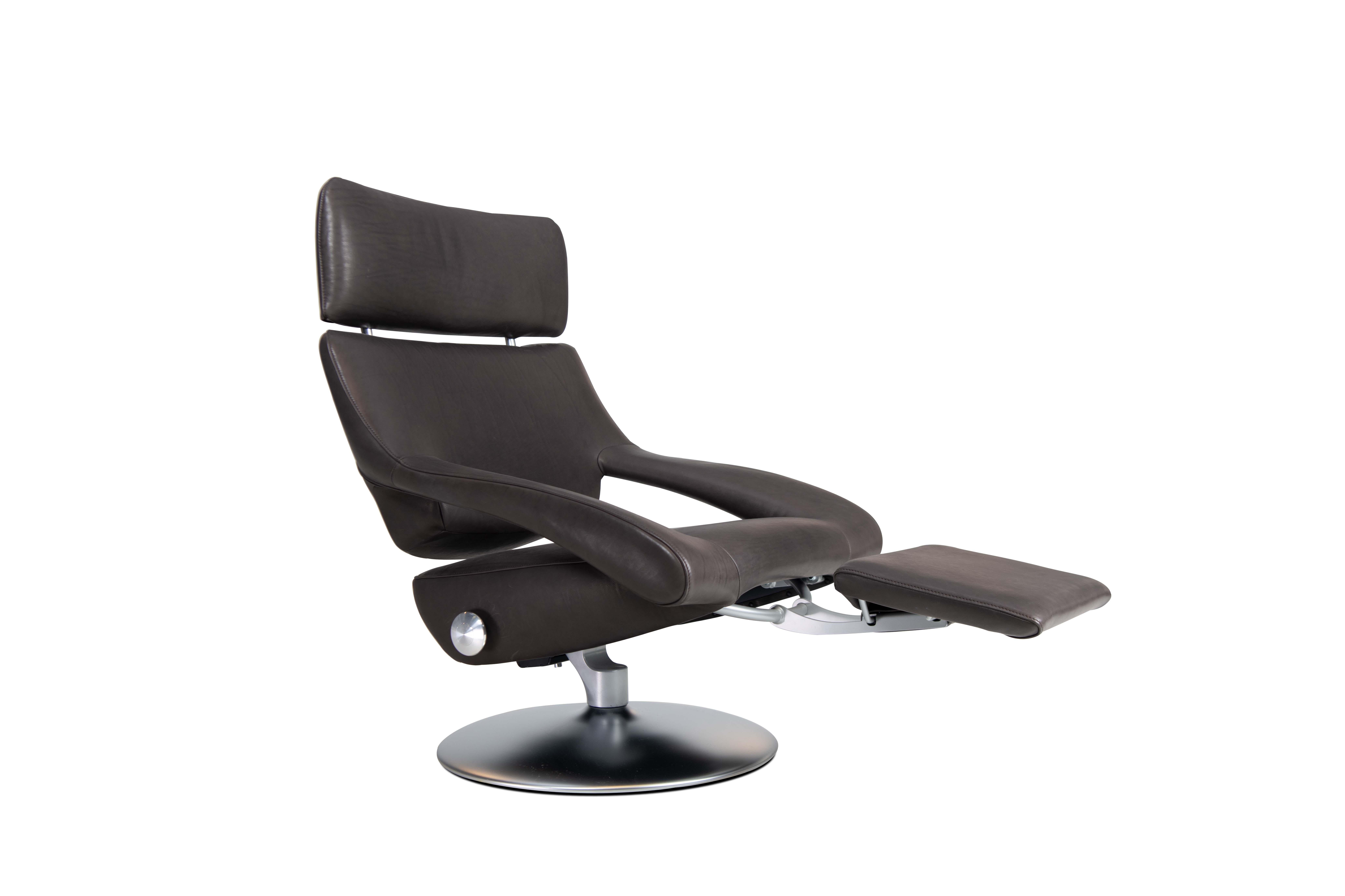 Contemporary De Sede DS-255 Armchair with Headrest in Black Upholstery by De Sede Design Team For Sale