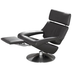 De Sede DS-255 Armchair with Headrest in Black Upholstery by De Sede Design Team