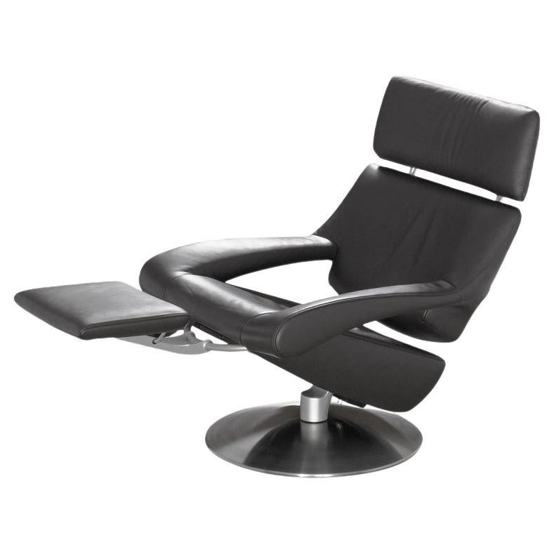 De Sede fauteuil DS-255 avec appui-tête en tissu noir par De Sede Design Team