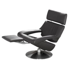 De Sede DS-255 Armchair with Headrest in Black Upholstery by De Sede Design Team