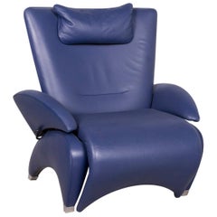 De Sede DS 260 Designer Leather Armchair Blue Genuine Leather