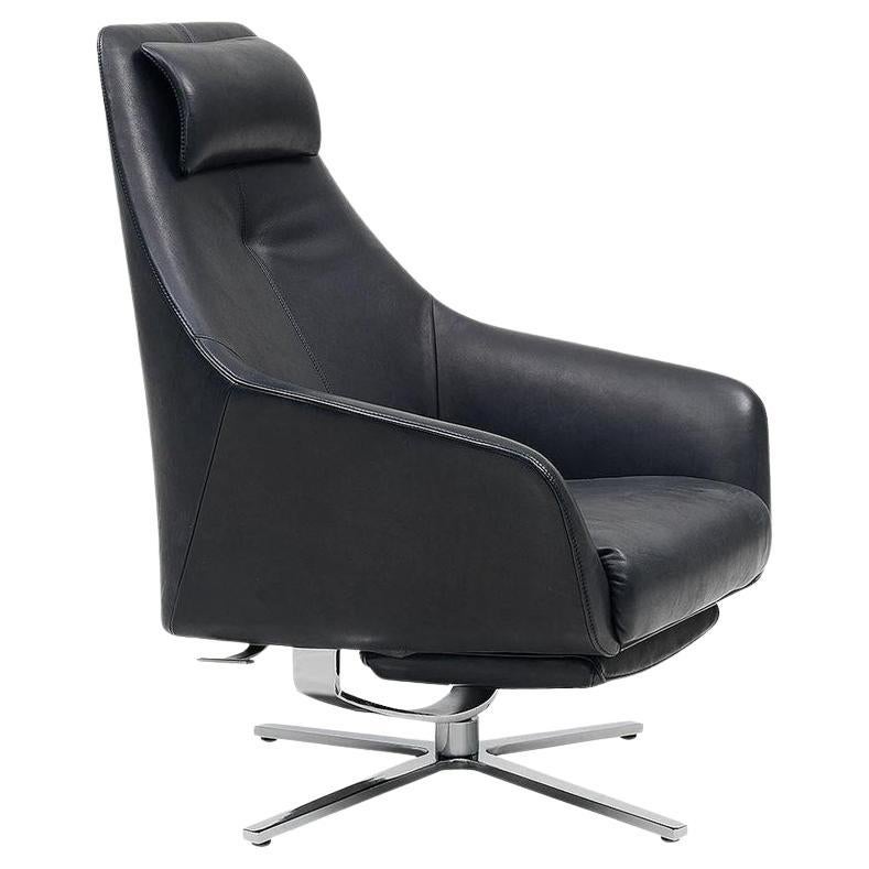 De Sede DS-277 Armchair with Footrest in Black Upholstery by Christian Werner For Sale