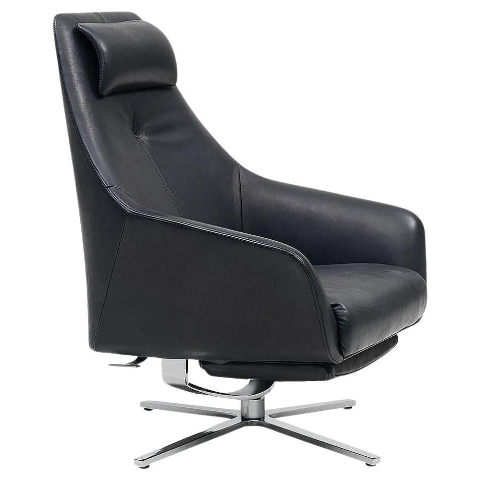De Sede DS-277 Armchair with Footrest in Black Upholstery by Christian Werner For Sale