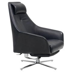 De Sede DS-277 Armchair with Footrest in Black Upholstery by Christian Werner