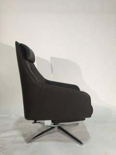 De Sede DS-277 Armchair with Footrest in Cafe Brown Fabric by Christian Werner