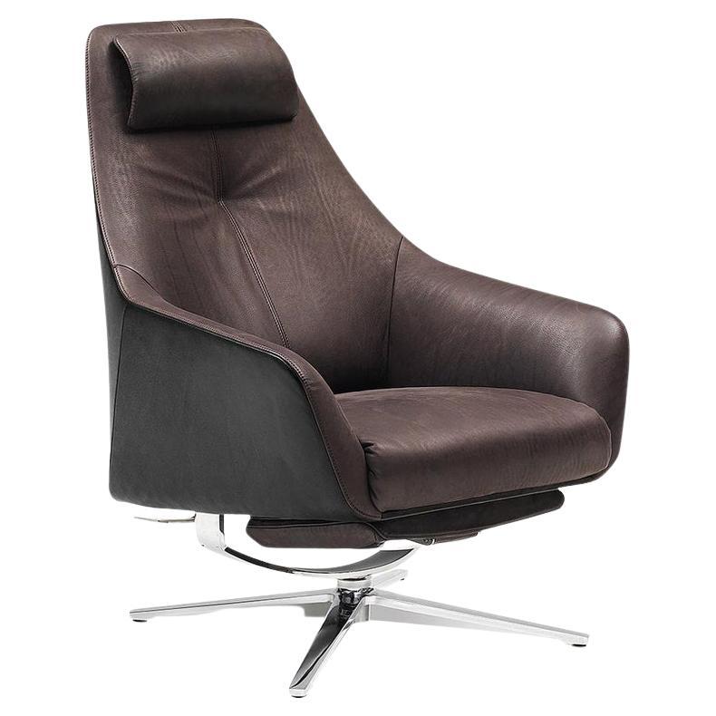 De Sede DS-277 Armchair with Footrest in Cafe Brown Fabric by Christian Werner For Sale