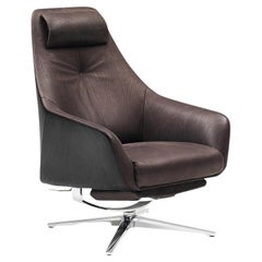 De Sede DS-277 Armchair with Footrest in Cafe Brown Fabric by Christian Werner
