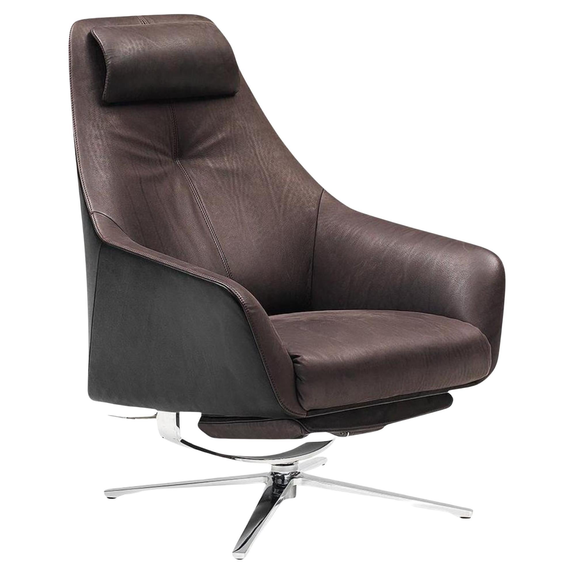 De Sede DS-277 Sessel mit Fußstütze in Cafebraunem Stoff von Christian Werner