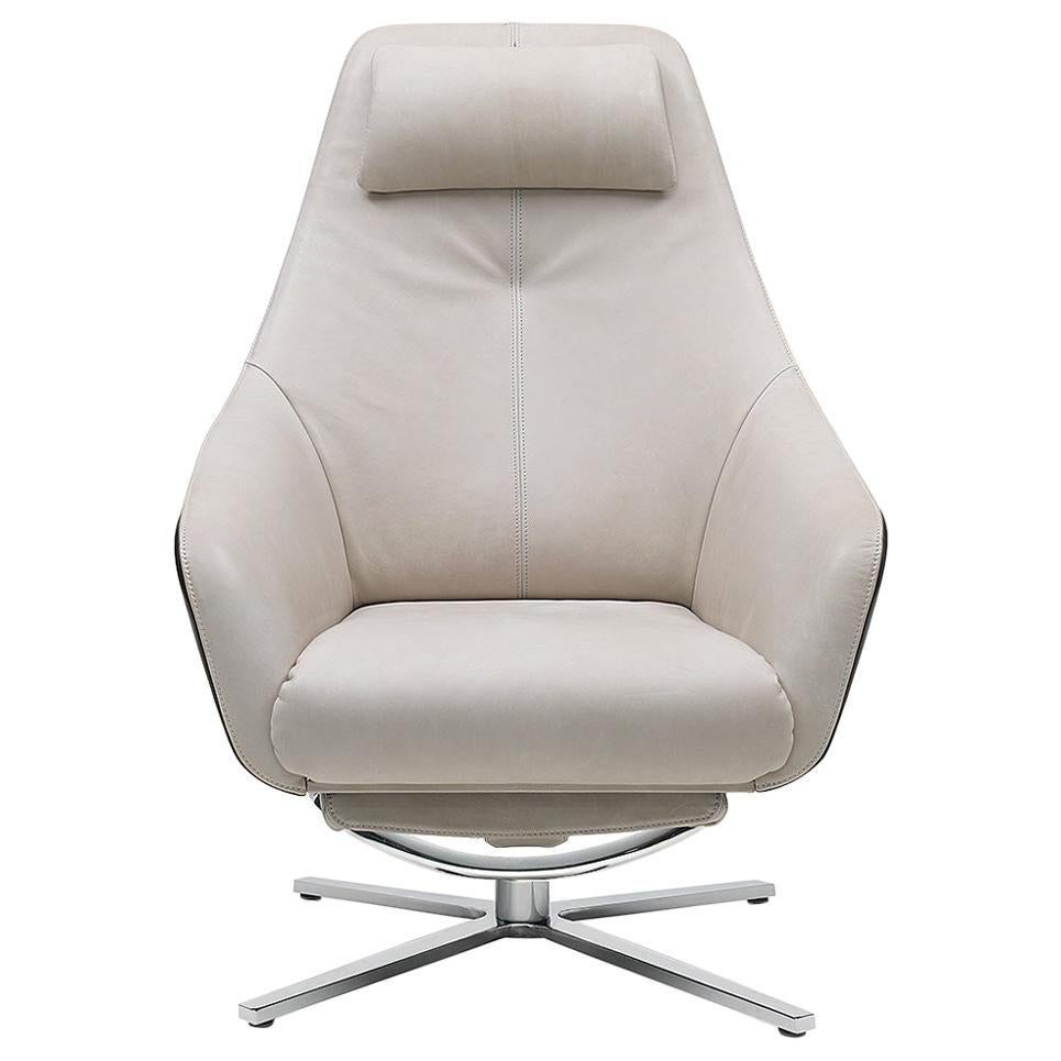 Fauteuil De Sede DS-277 avec repose-pieds en tissu blanc cassé, Christian Werner