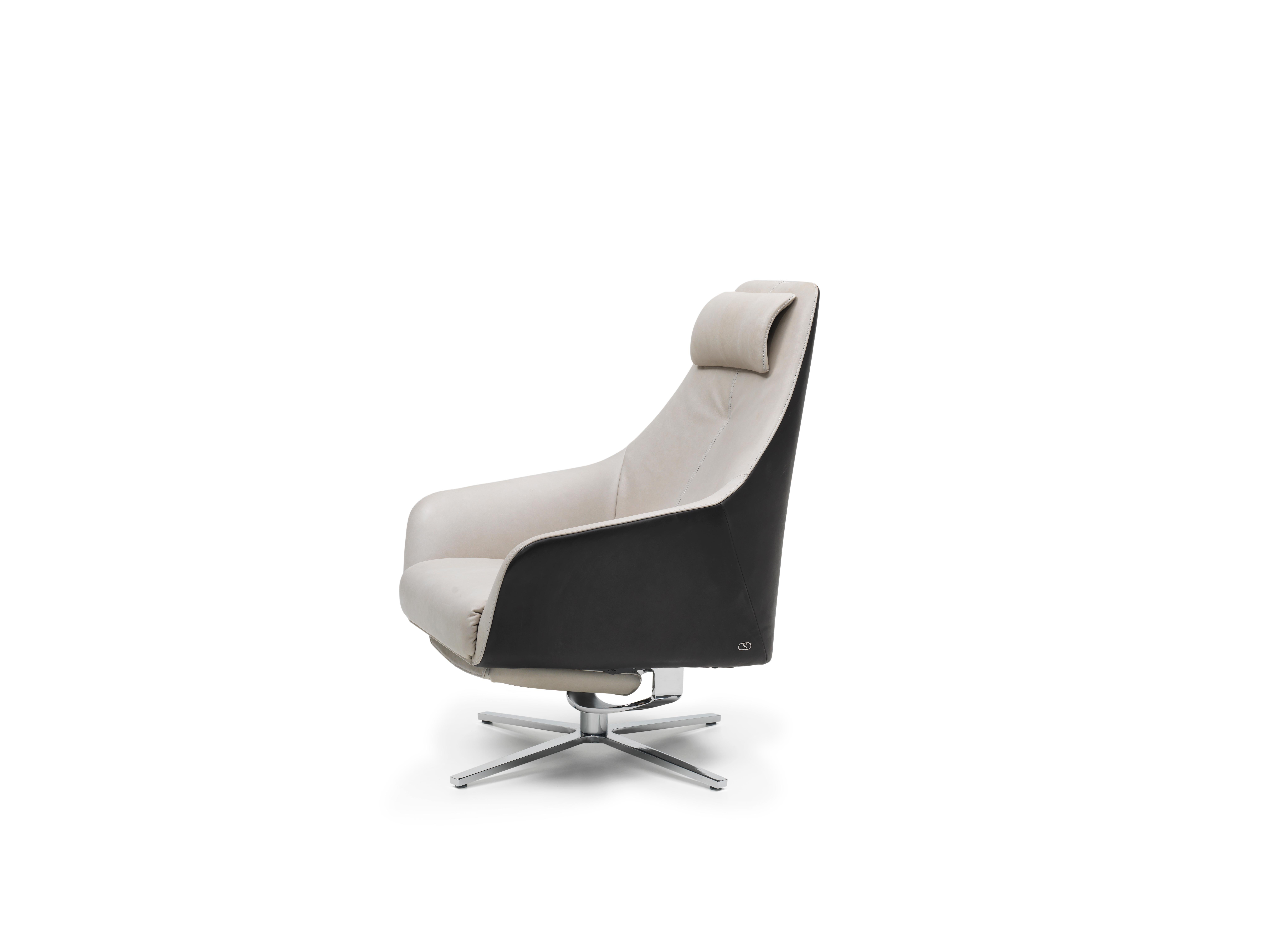Fauteuil De Sede DS-277 avec repose-pieds en tissu blanc cassé, Christian Werner