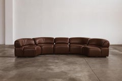 De Sede “DS-28 Cosmos” Modular Sofa for De Sede, Brown Leather, 1970, Set of 5