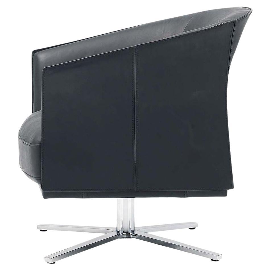 De Sede fauteuil à base étoile pivotante DS-291 en cuir noir par De Sede Design Team
