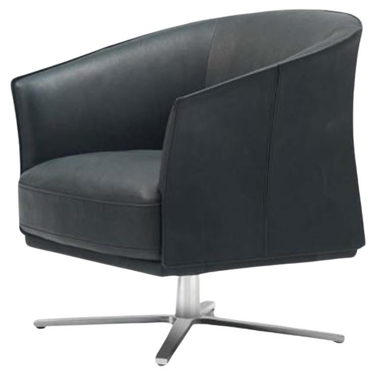 De Sede fauteuil à base étoile pivotante DS-291 en cuir noir par De Sede Design Team