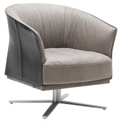 De Sede DS-291 Swivel Star Base Armchair in Taupe Leather by De Sede Design Team