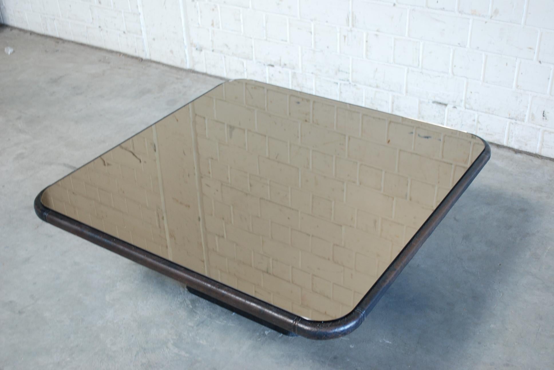 De Sede Ds 3011 Mirror and Leather Coffee Table, 1970 For Sale 3