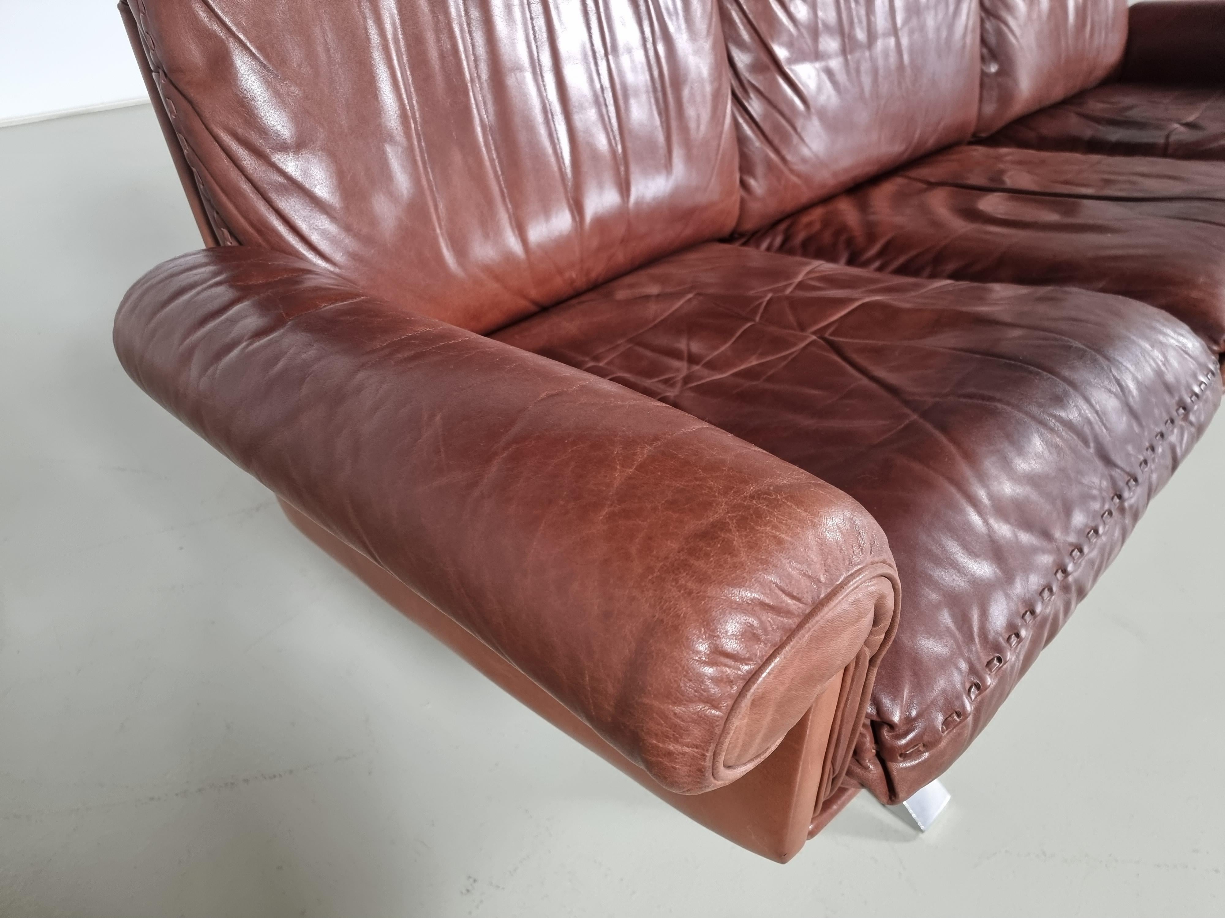 De Sede DS-31 3-Seater Sofa in Light Brown Leather, 1970s For Sale 4