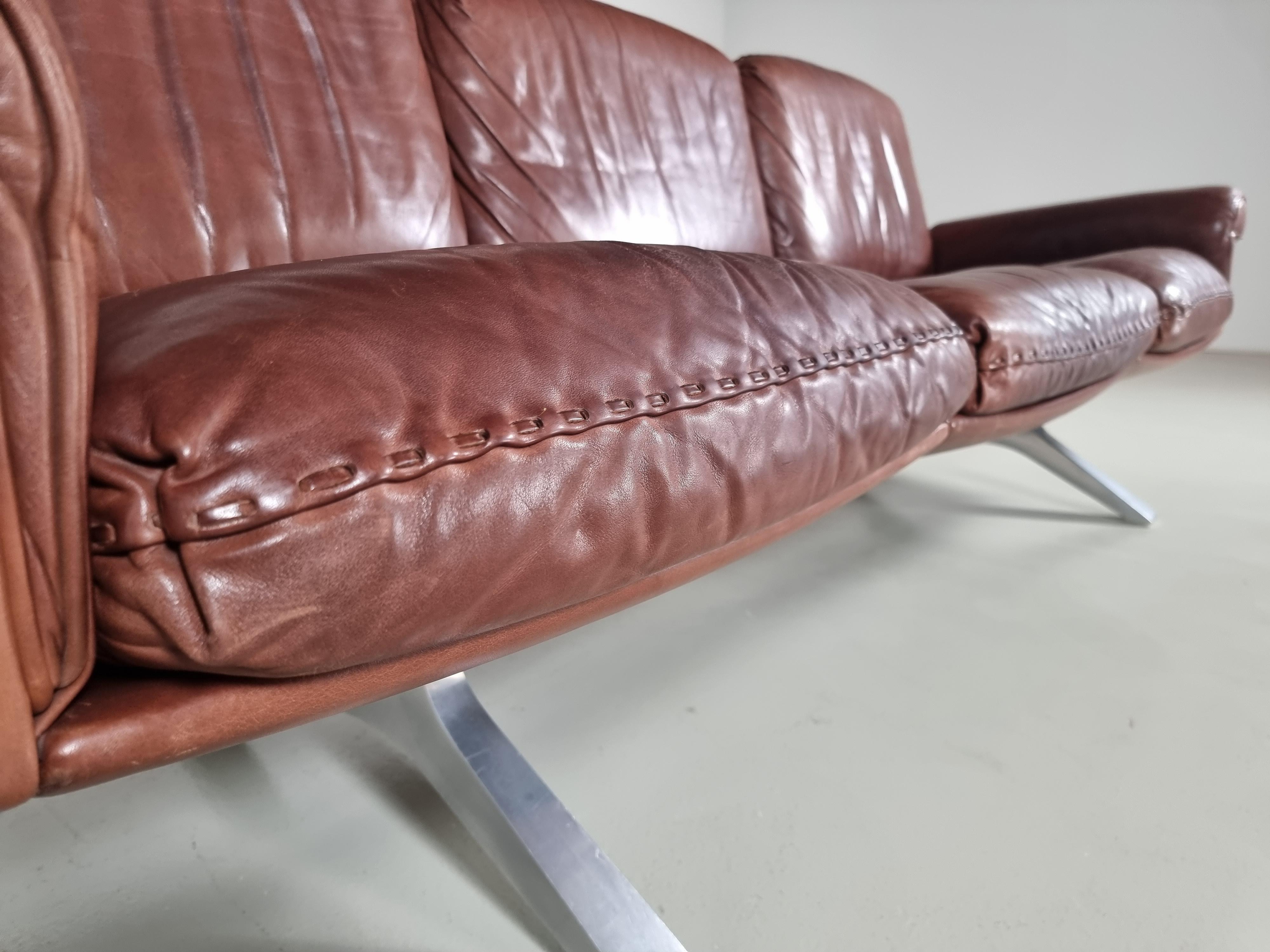 De Sede DS-31 3-Seater Sofa in Light Brown Leather, 1970s For Sale 5