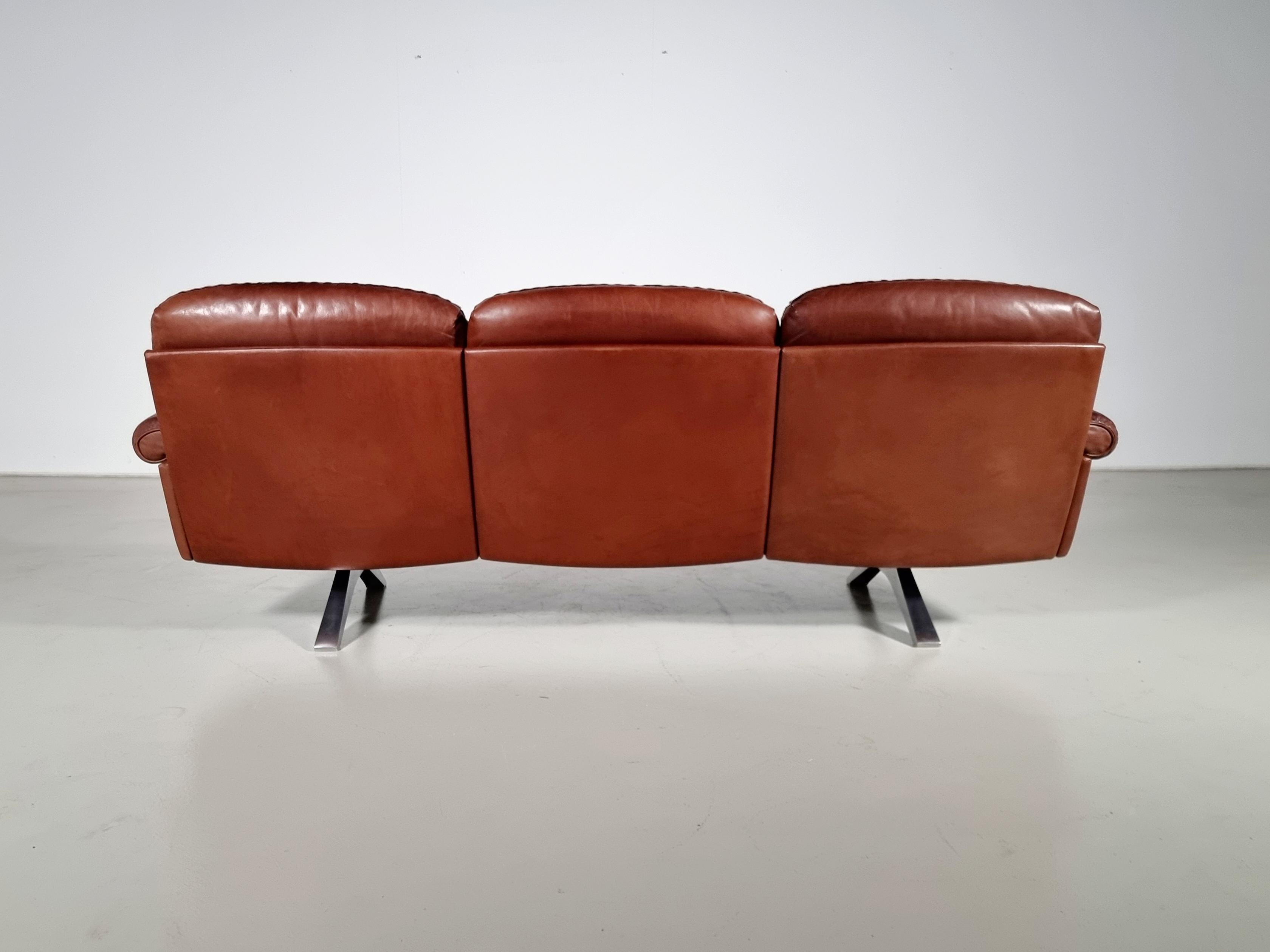 De Sede DS-31 3-Seater Sofa in Light Brown Leather, 1970s In Good Condition For Sale In amstelveen, NL