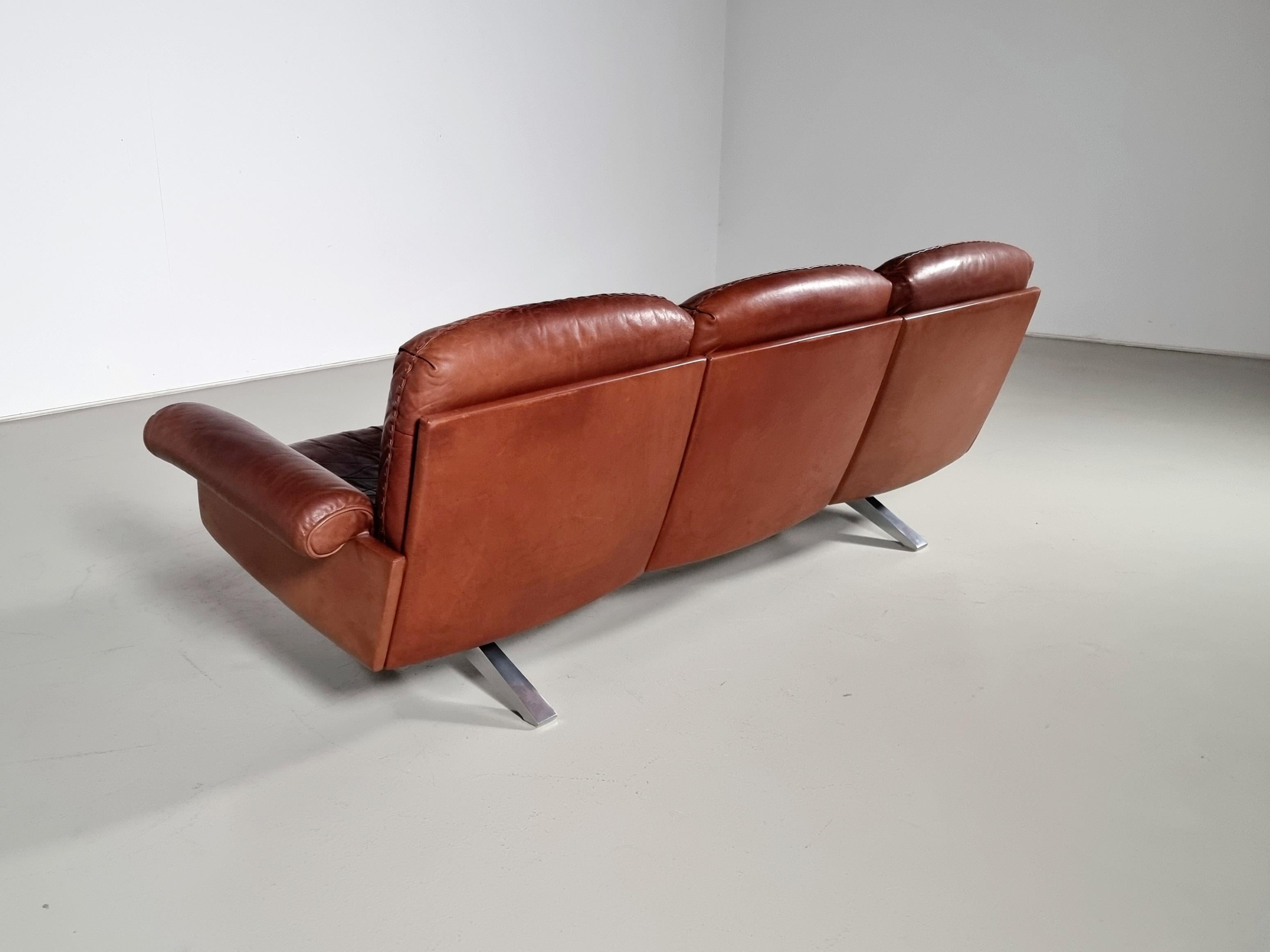 De Sede DS-31 3-Sitzer-Sofa aus hellbraunem Leder, 1970er Jahre (Ende des 20. Jahrhunderts) im Angebot