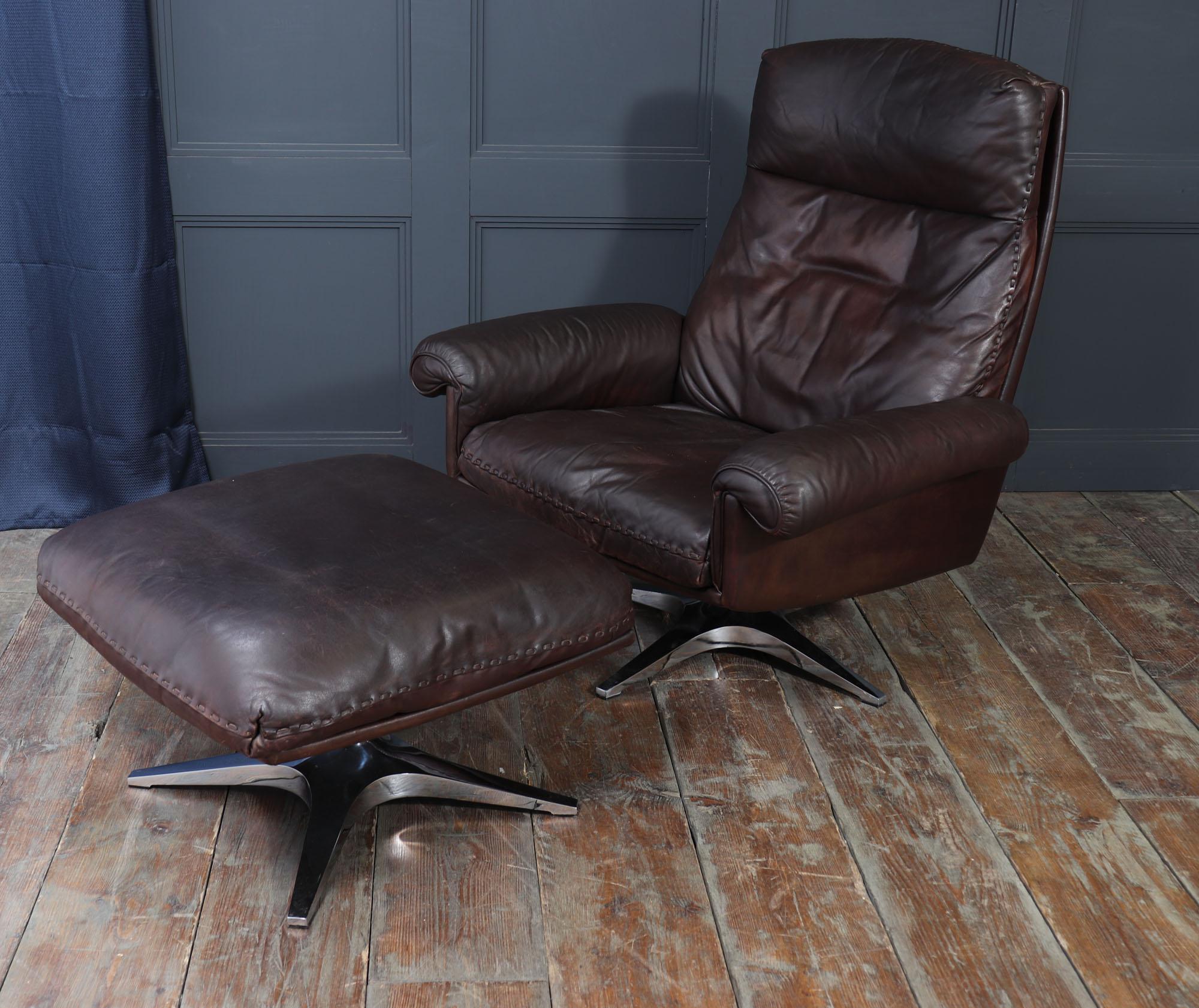 De Sede DS-31 Armchair and Footstool in Leather, Switzerland, c.1970s en venta 6