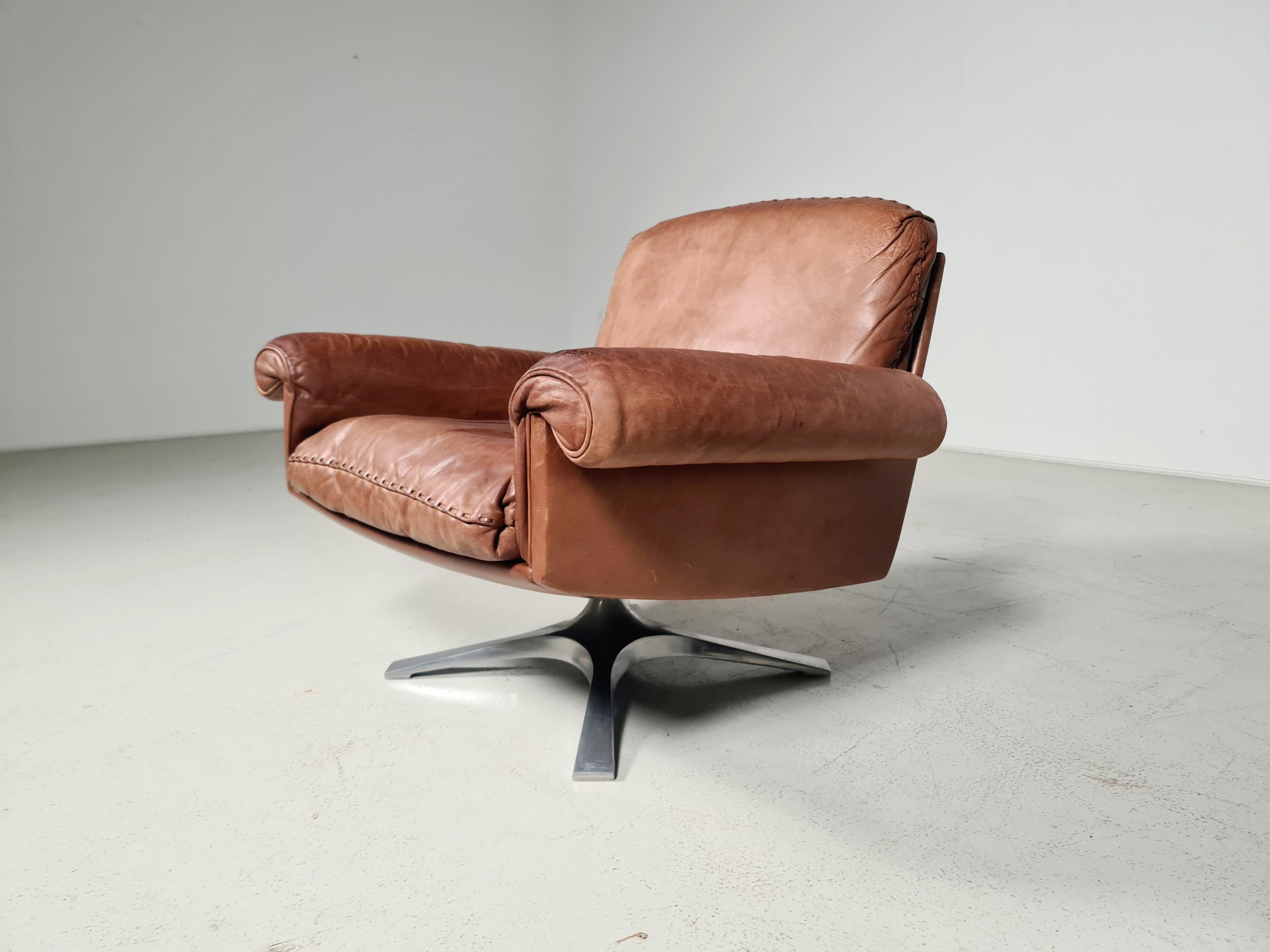 De Sede DS-31 Loungesessel aus hellbraunem Leder, 1970er Jahre (Moderne der Mitte des Jahrhunderts)