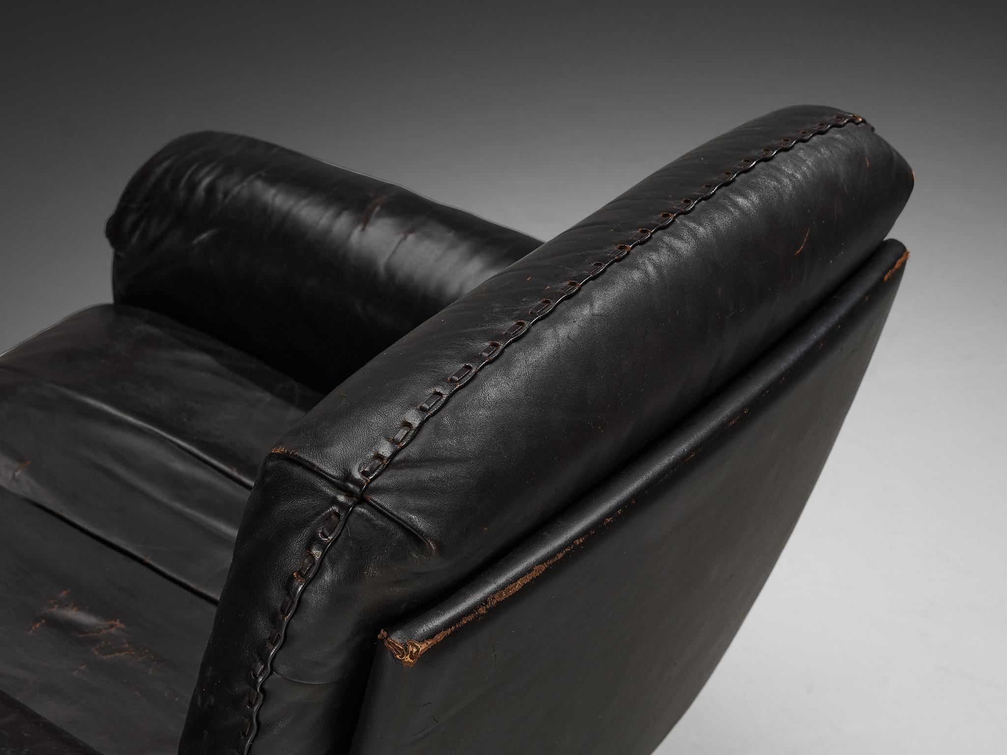 De Sede 'DS-31' Drehsessel aus schwarzem Leder (Postmoderne) im Angebot