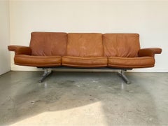 De Sede DS-31 Terracotta Leather Three-Seat Sofa, Switzerland, 1970s