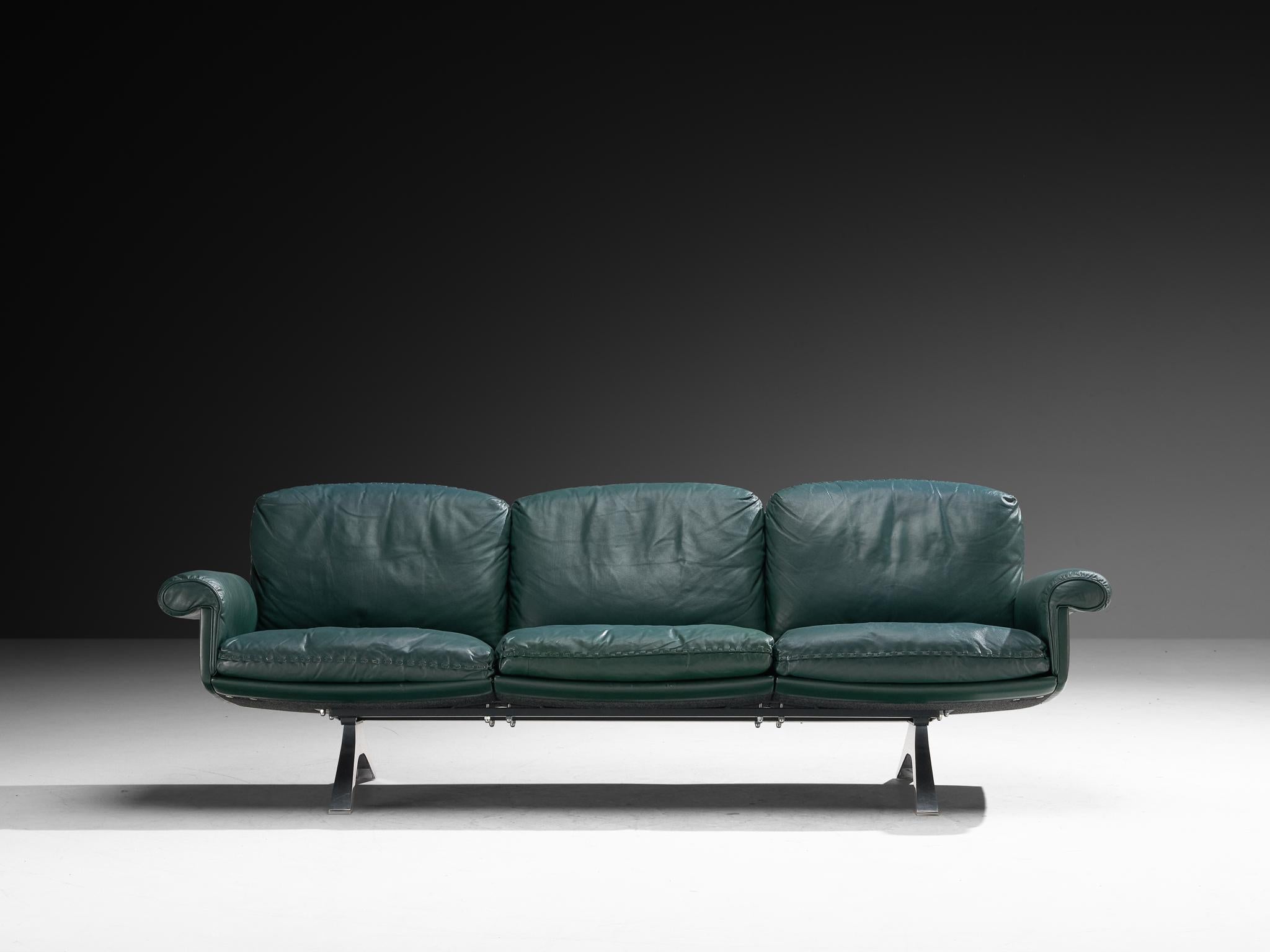 De Sede DS-31 Three Seat Sofa in Deep Green Leather im Zustand „Gut“ im Angebot in Waalwijk, NL