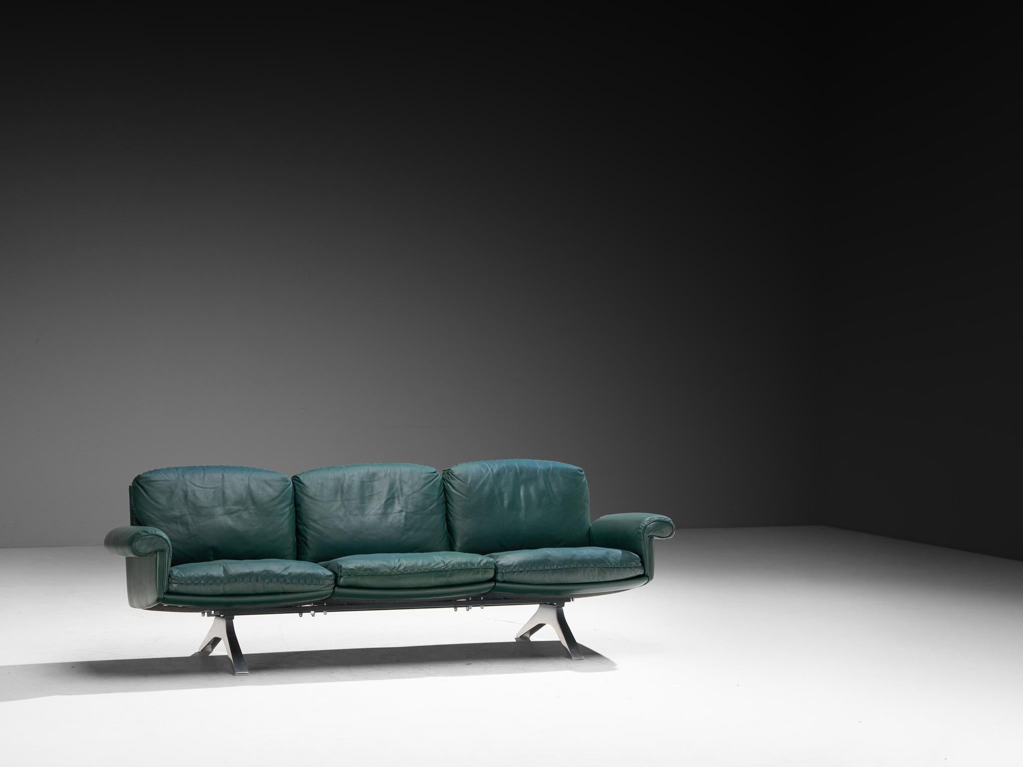 De Sede DS-31 Three Seat Sofa in Deep Green Leather im Angebot 2