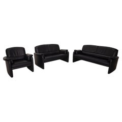 De Sede DS 320 Leder Sofa Set Dunkelblau 2x Zweisitzer Sessel Couch