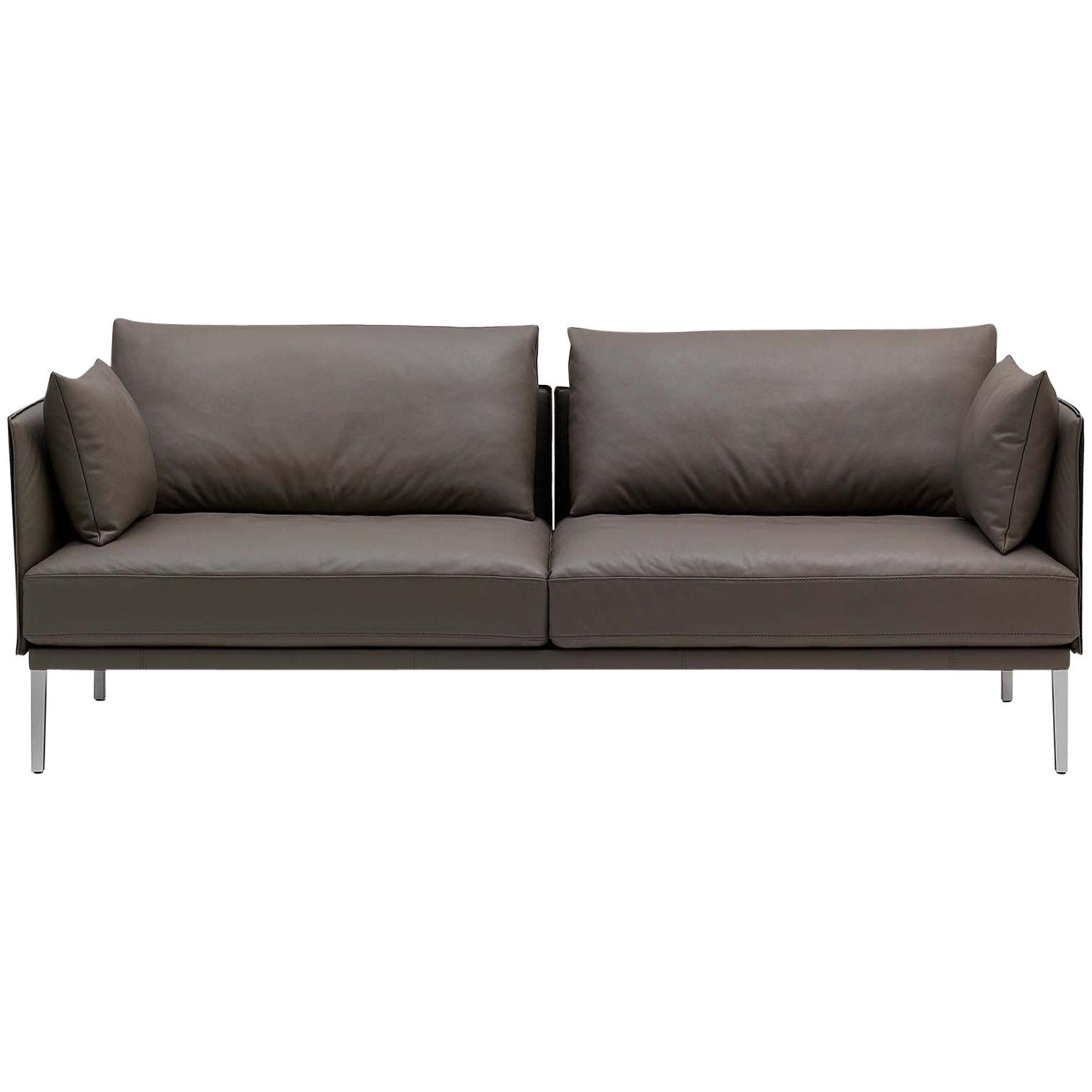 De Sede DS-333 Large Two-Seat Sofa in Schiefer Leather by De Sede Design Team For Sale