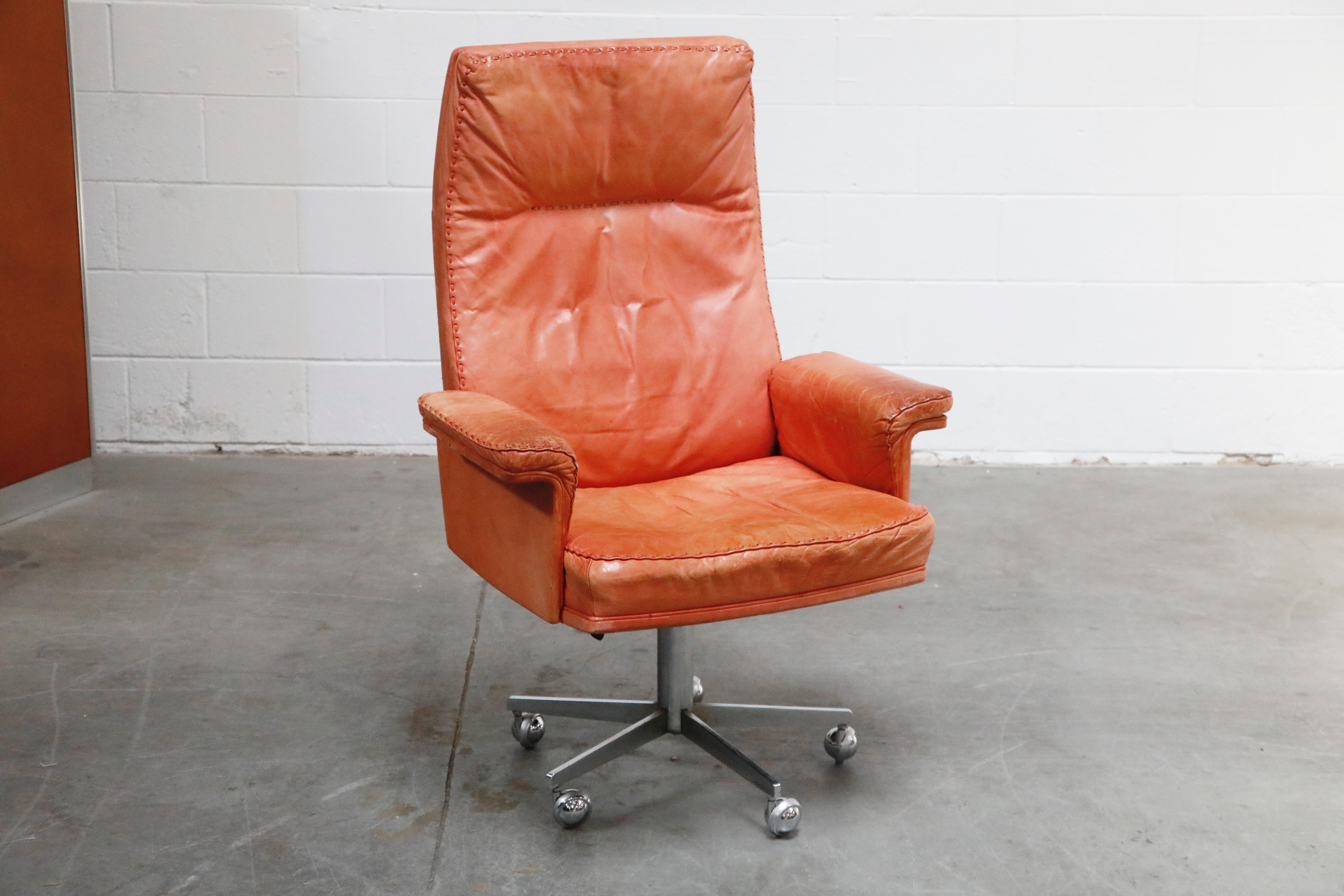 distressed leather office chair