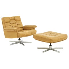 De Sede DS 35 Swivel Chair and Ottoman, Robert Haussmann Switzerland, 1970