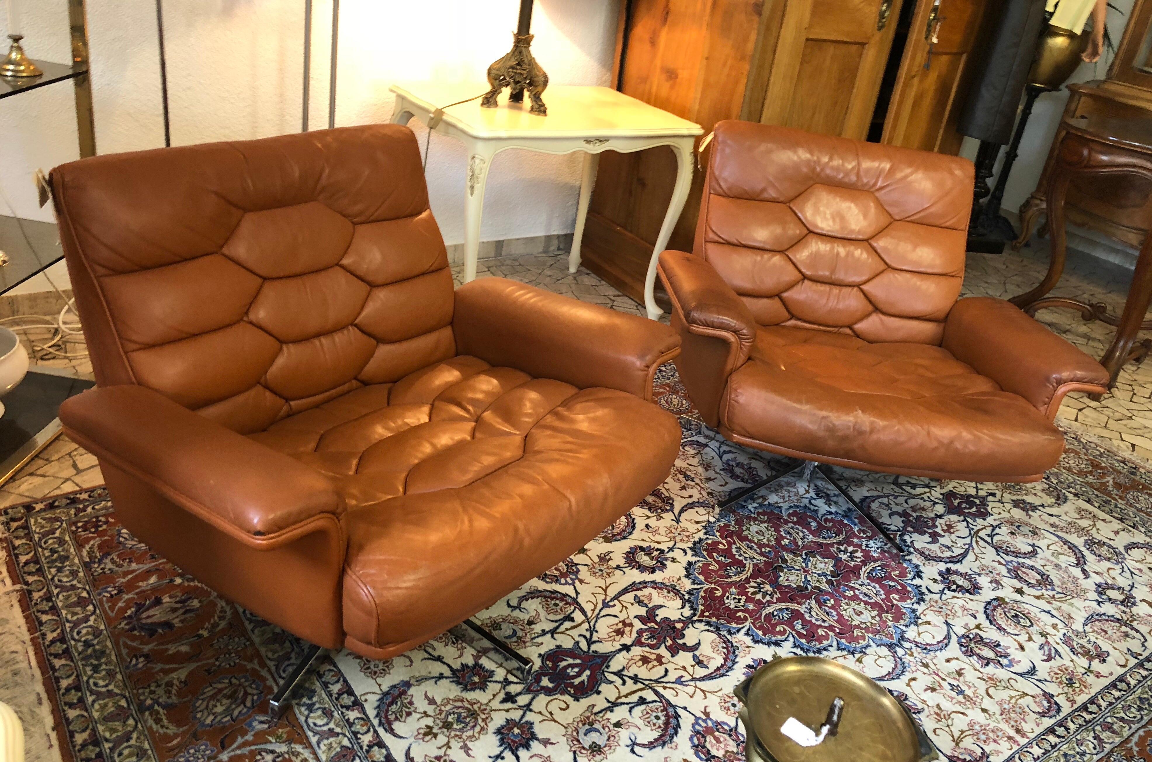 De Sede Ds 35 Swivel Lounge Armchairs by Robert Haussmann, 1970s  3