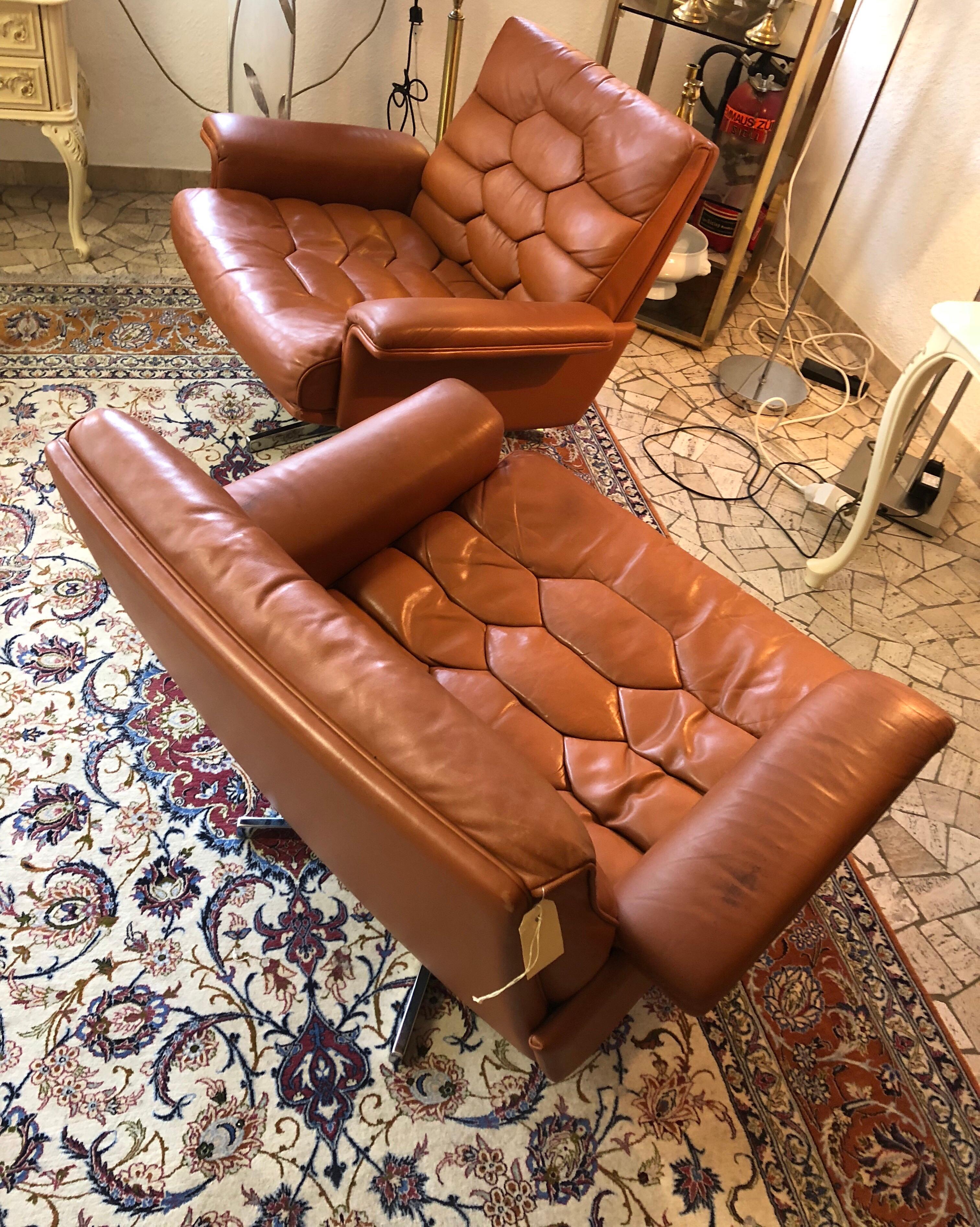 De Sede Ds 35 Swivel Lounge Armchairs by Robert Haussmann, 1970s  1