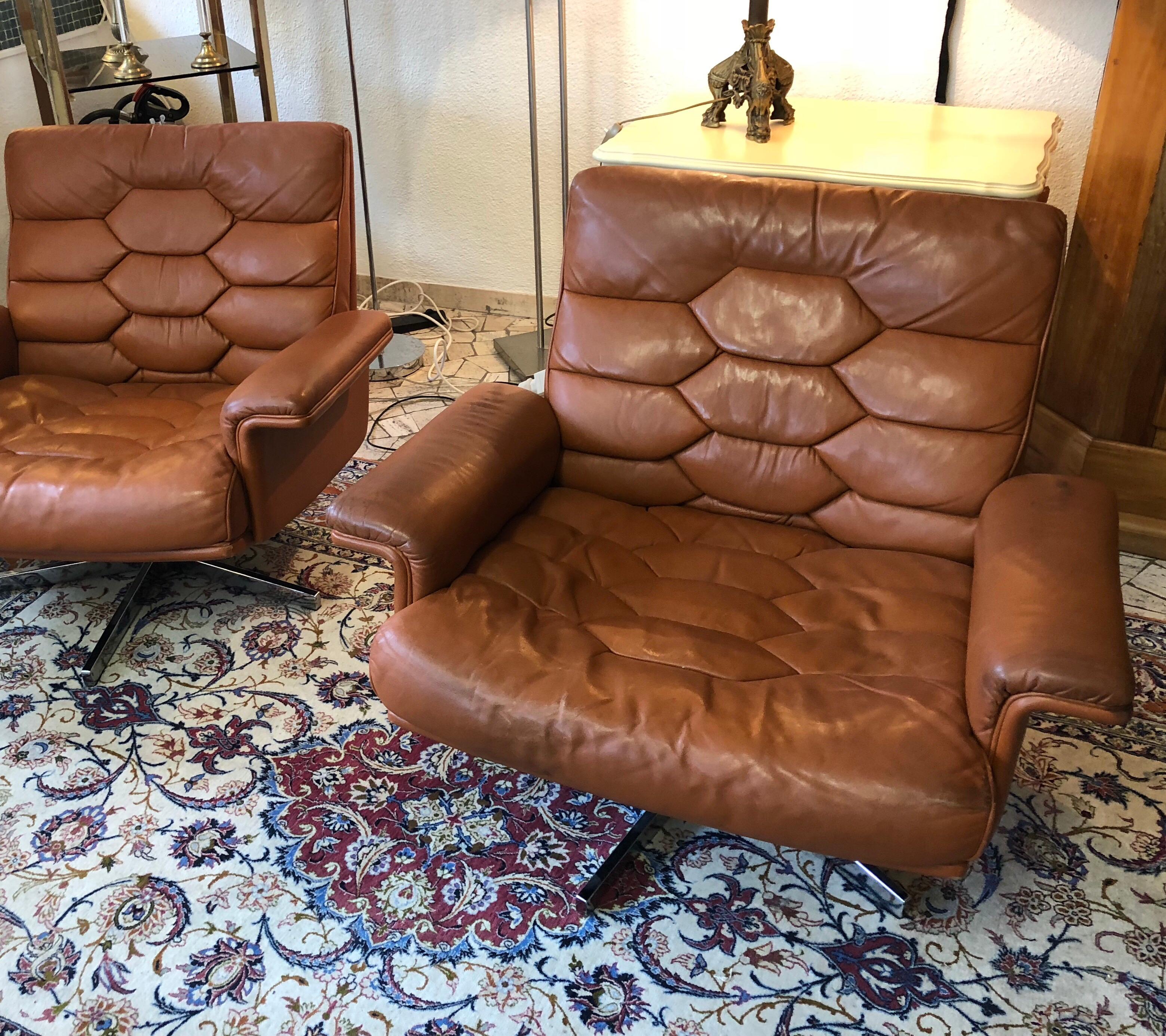 De Sede Ds 35 Swivel Lounge Armchairs by Robert Haussmann, 1970s  2