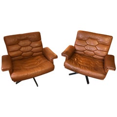 Vintage De Sede Ds 35 Swivel Lounge Armchairs by Robert Haussmann, 1970s
