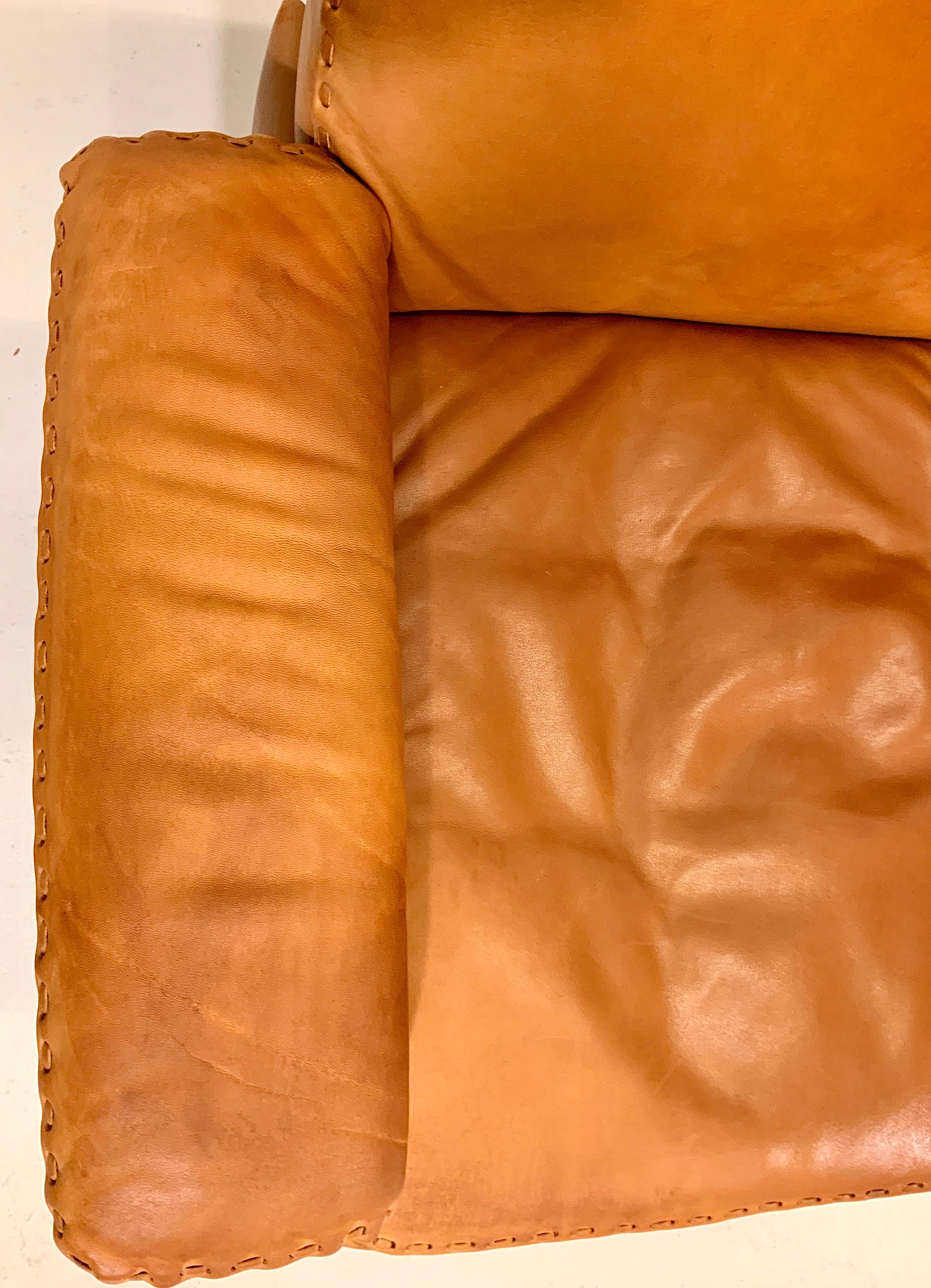 De Sede DS-35 Two-Seat Sofa Loveseat in Cognac Brown Leather, Switzerland, 1960s 4