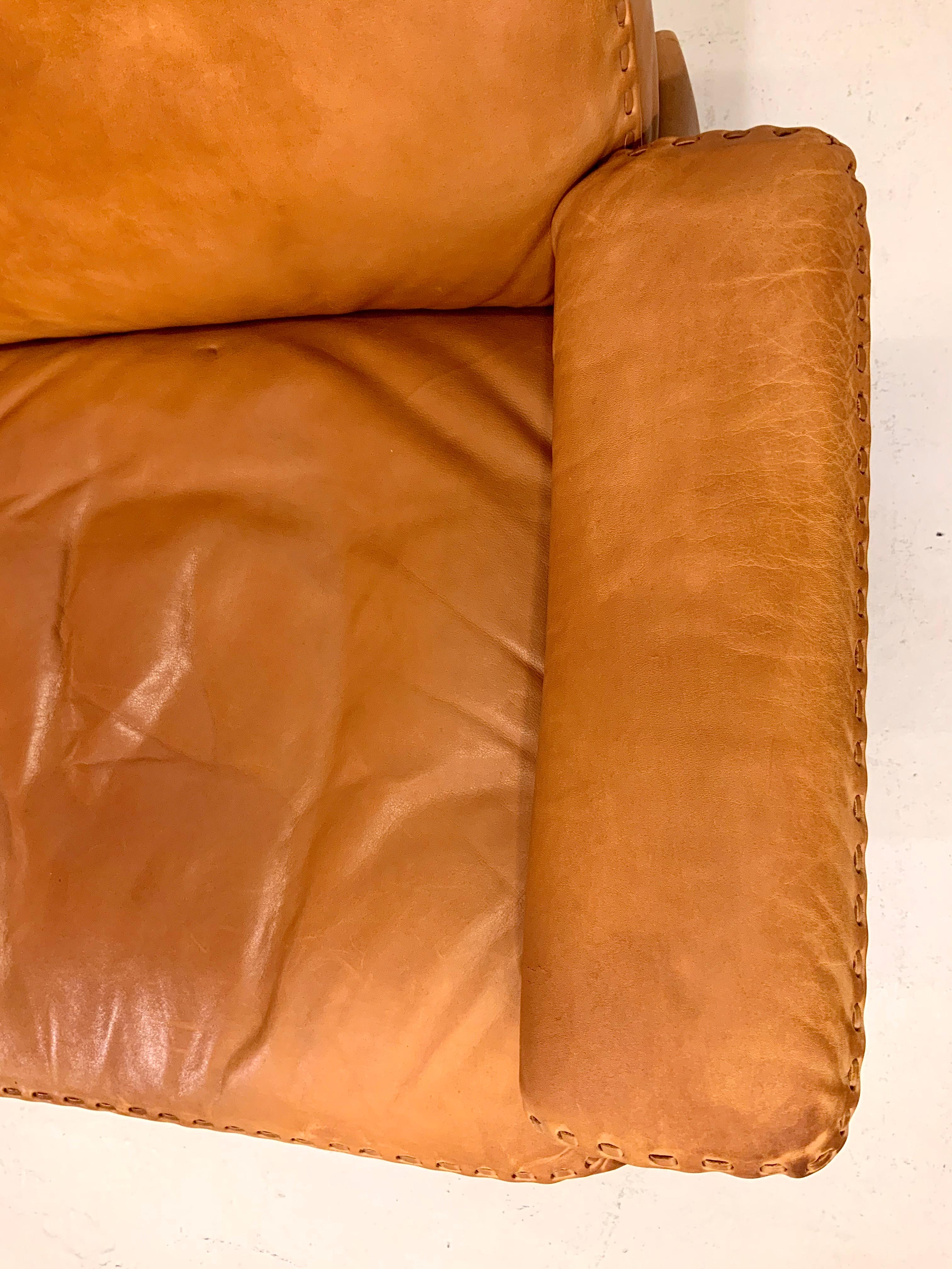 De Sede DS-35 Two-Seat Sofa Loveseat in Cognac Brown Leather, Switzerland, 1960s 5