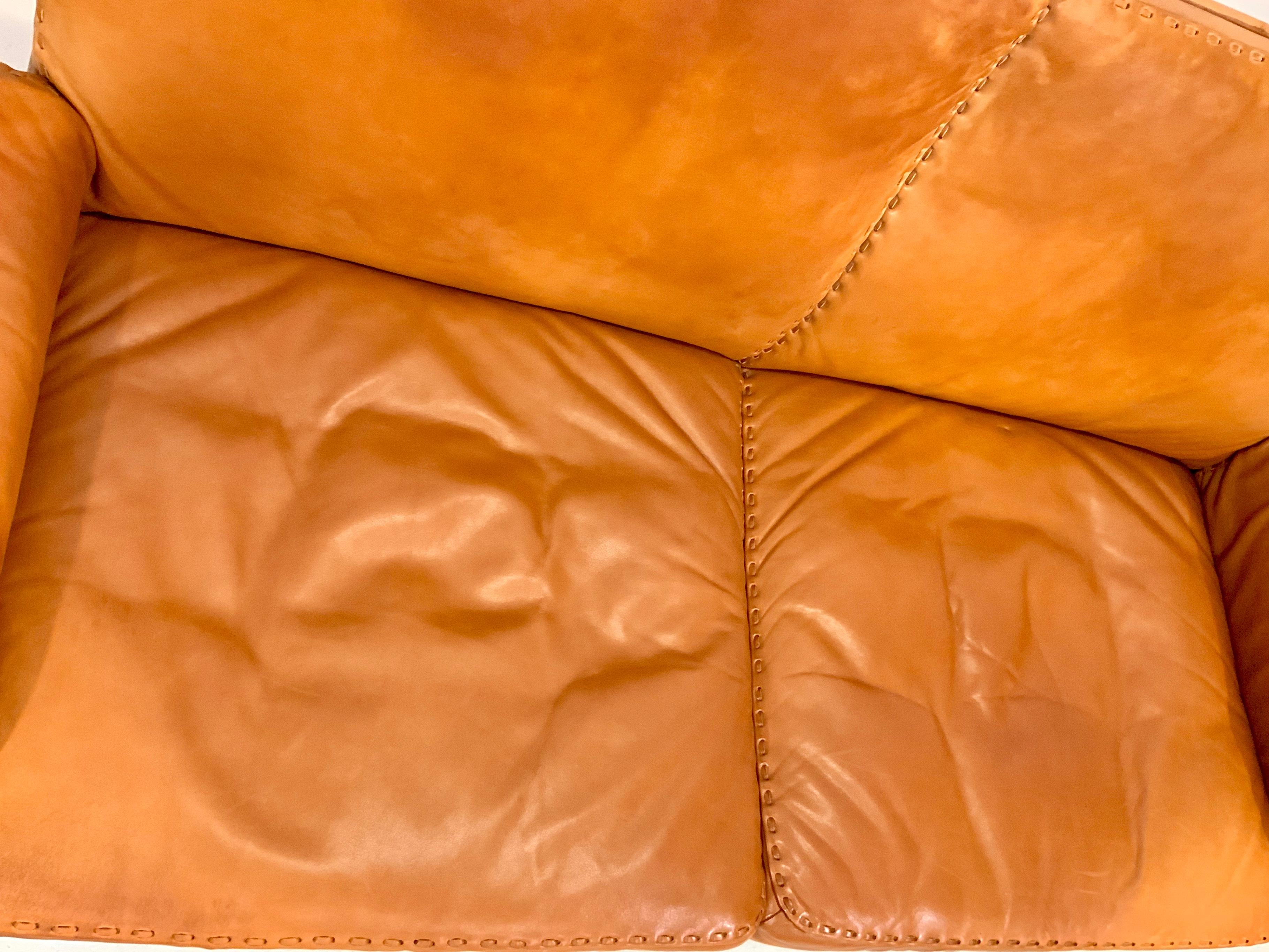 De Sede DS-35 Two-Seat Sofa Loveseat in Cognac Brown Leather, Switzerland, 1960s 8