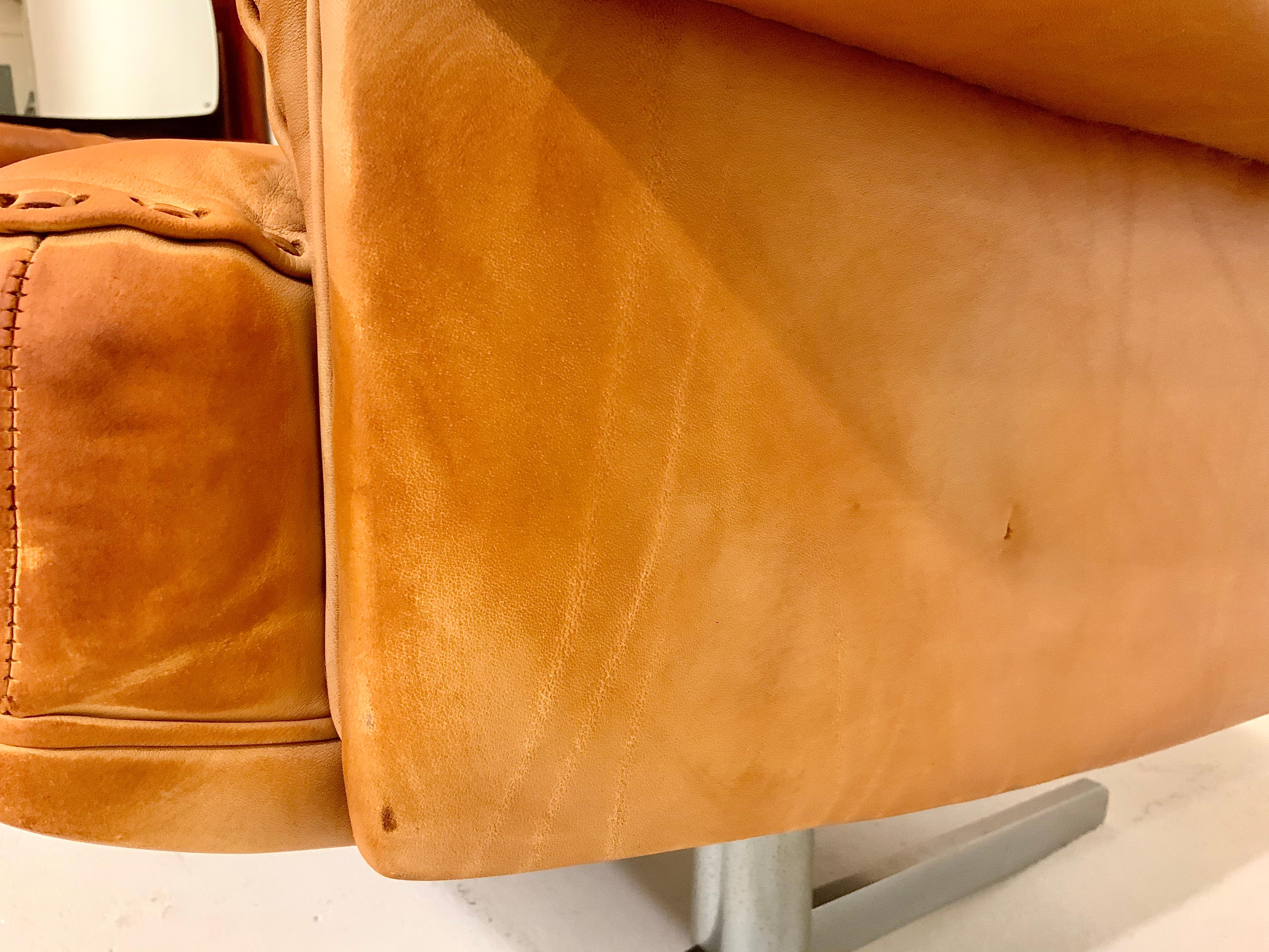 De Sede DS-35 Two-Seat Sofa Loveseat in Cognac Brown Leather, Switzerland, 1960s 13