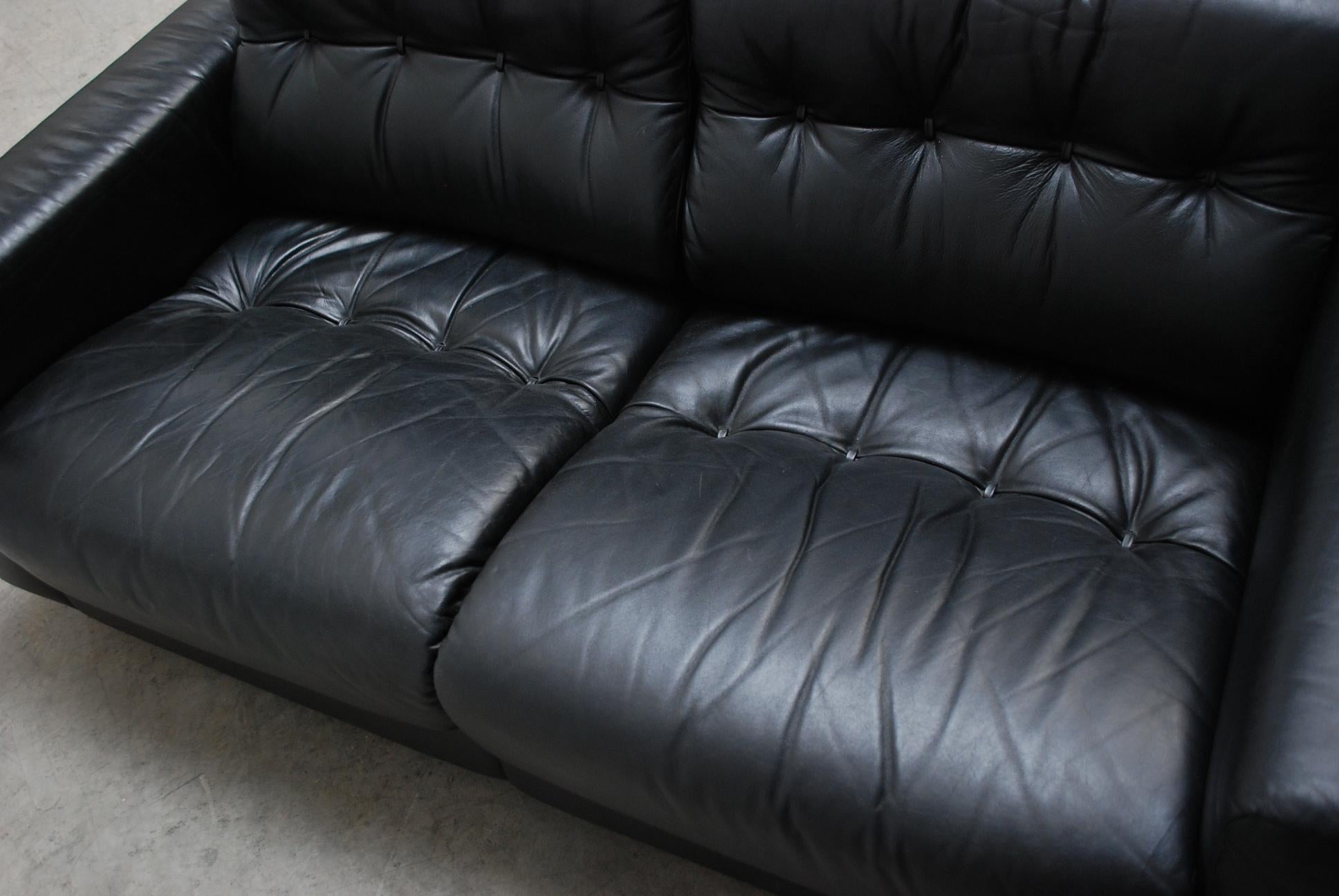 De Sede DS 40 2-Seat Sofa Black Leather Sofa, 1970 8