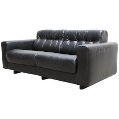De Sede DS 40 2-Seat Sofa Black Leather Sofa, 1970