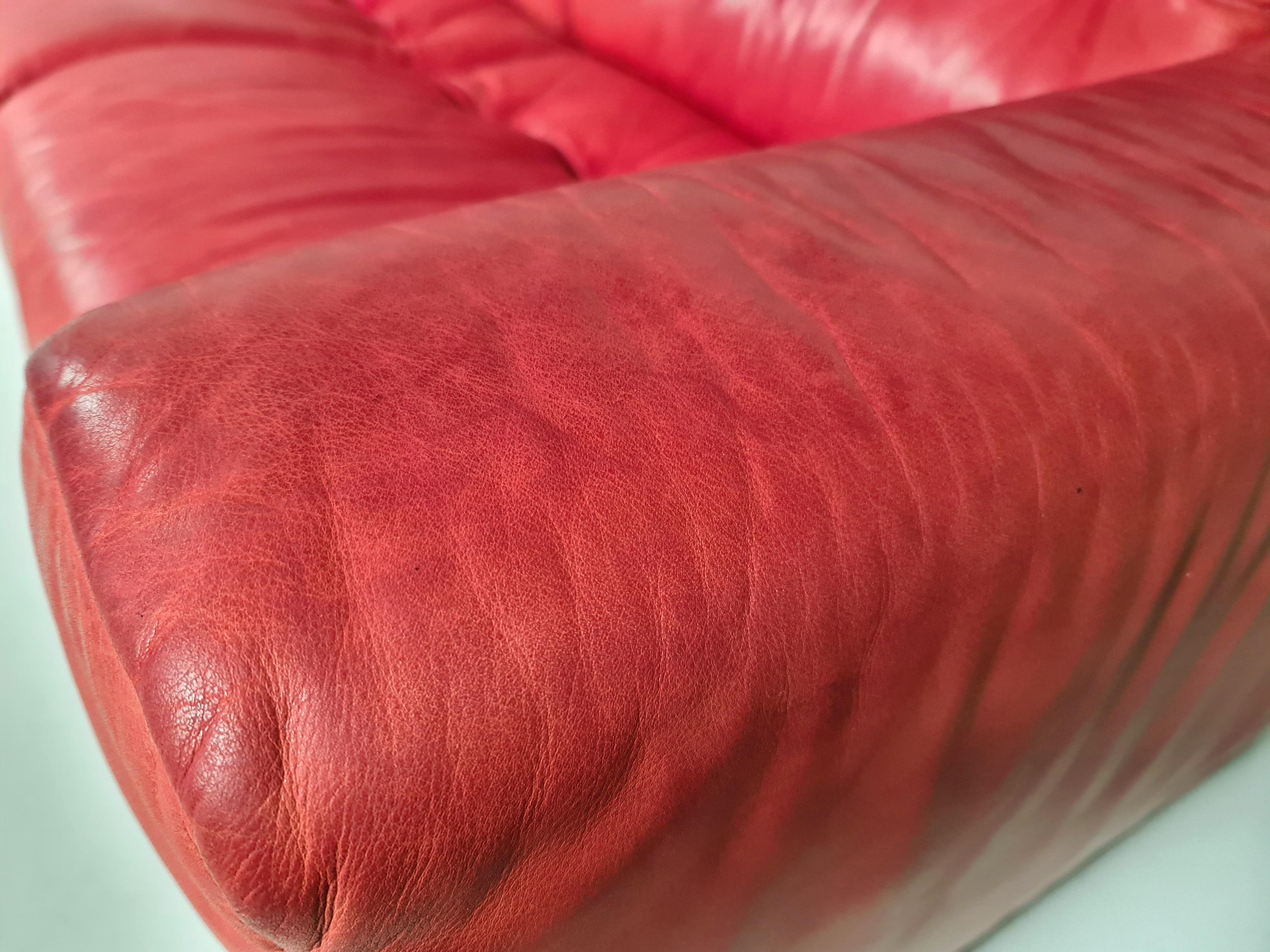 De Sede DS-40 4 Seater Sofa in Red Leather, 1970s In Good Condition In amstelveen, NL