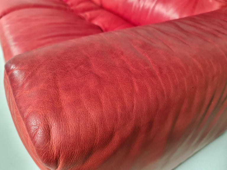 Late 20th Century De Sede DS-40 4 Seater Sofa in Red Leather, 1970s