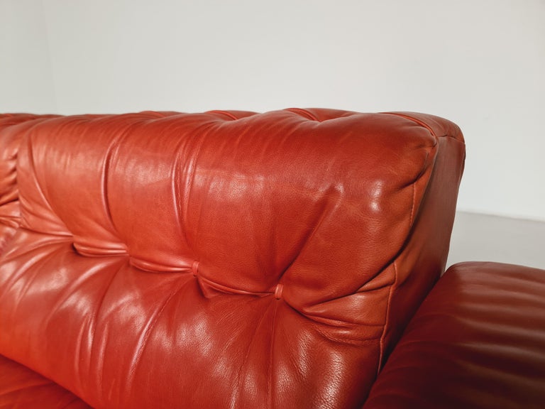 De Sede DS-40 4 Seater Sofa in Red Leather, 1970s 1
